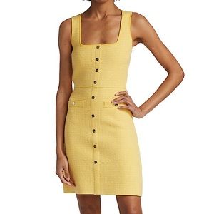 NWT Sandro Paris Cannele Tweed Yellow Dress - Size 36